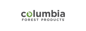 Logo for Columbia Forest Products, featuring the brand name in lowercase with "forest products" written underneath.